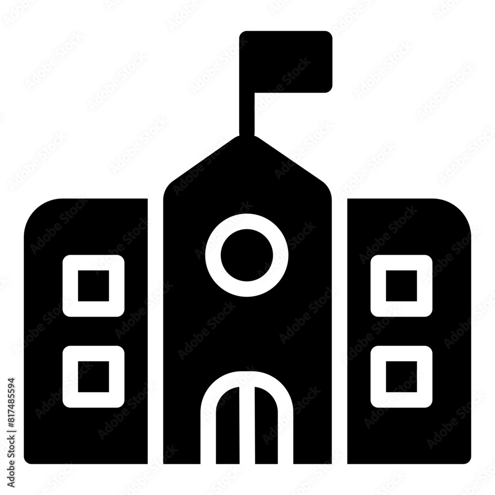 School Icon in Glyph Style School Icon in Glyph Style