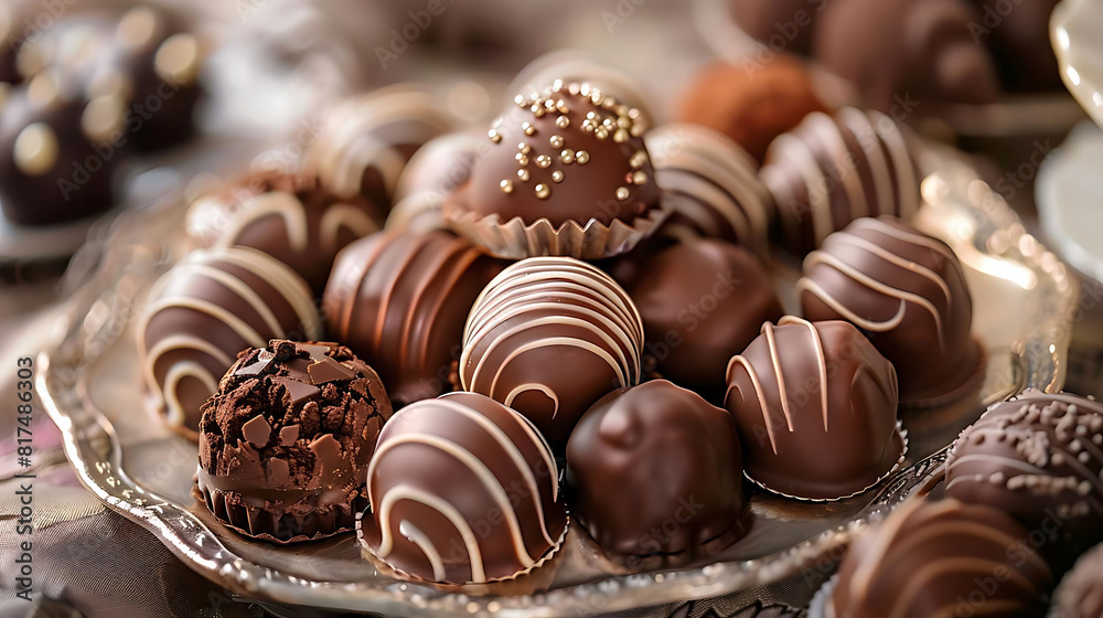 exquisite chocolate truffles on a decorative plate exquisite chocolate truffles on a decorative plate