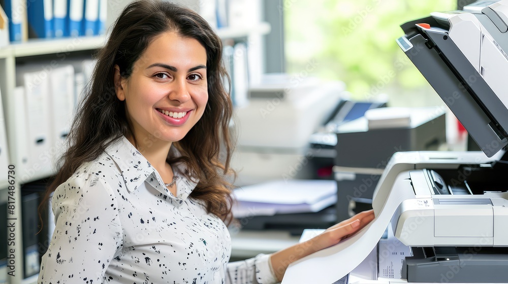 Obraz premium Managing office tasks with the help of the printer.