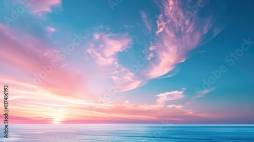 Radiant Blush Blue Horizon: a radiant and luminous, portrait-oriented horizon in blush blue, symbolizing hope and optimism for the future.  © Elis