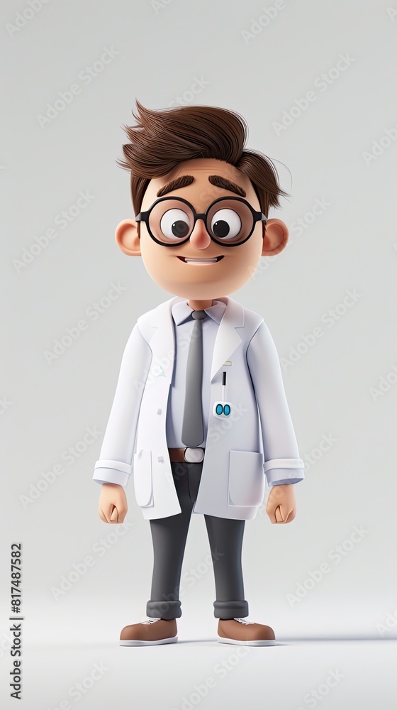 cute Physiotherapist character white background 3D styled character funny cute front view simple 3d full color cute Physiotherapist character white background 3D styled character funny cute front view simple 3d full color