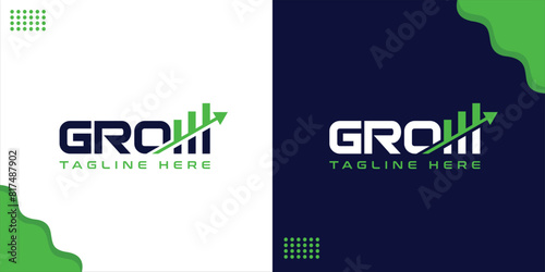 Creative Logo Wordmark Letter GROW For Investment Growth, Design Inspiration, Illustration, Vector
