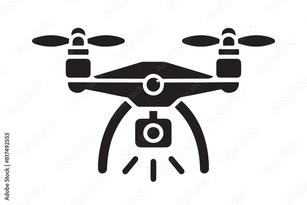Drone silhouette vector, drone camera icon silhouette vector illustration