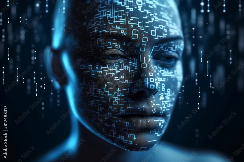 binary code and artificial intelligence concept binary code and artificial intelligence concept