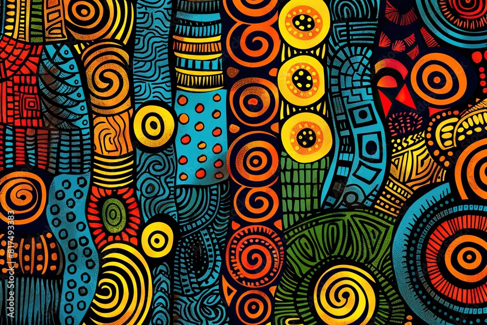 Fototapeta premium doodle art african patterns vector color
