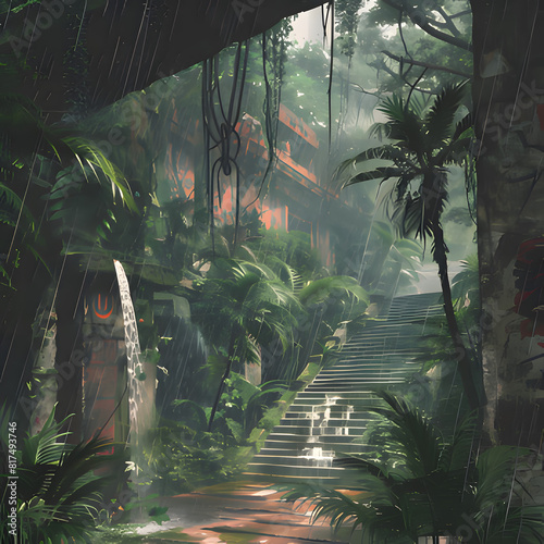 rain forest in the jungle. Generative AI
