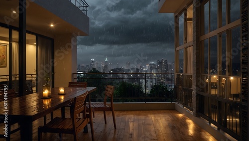 As raindrops dance upon the balcony, they compose a symphony of tranquility, inviting contemplation amidst the urban cacophony ai_generated