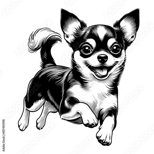 Hand drawn cute Chihuahua in full-body, vector sketch isolated on transparent background.	