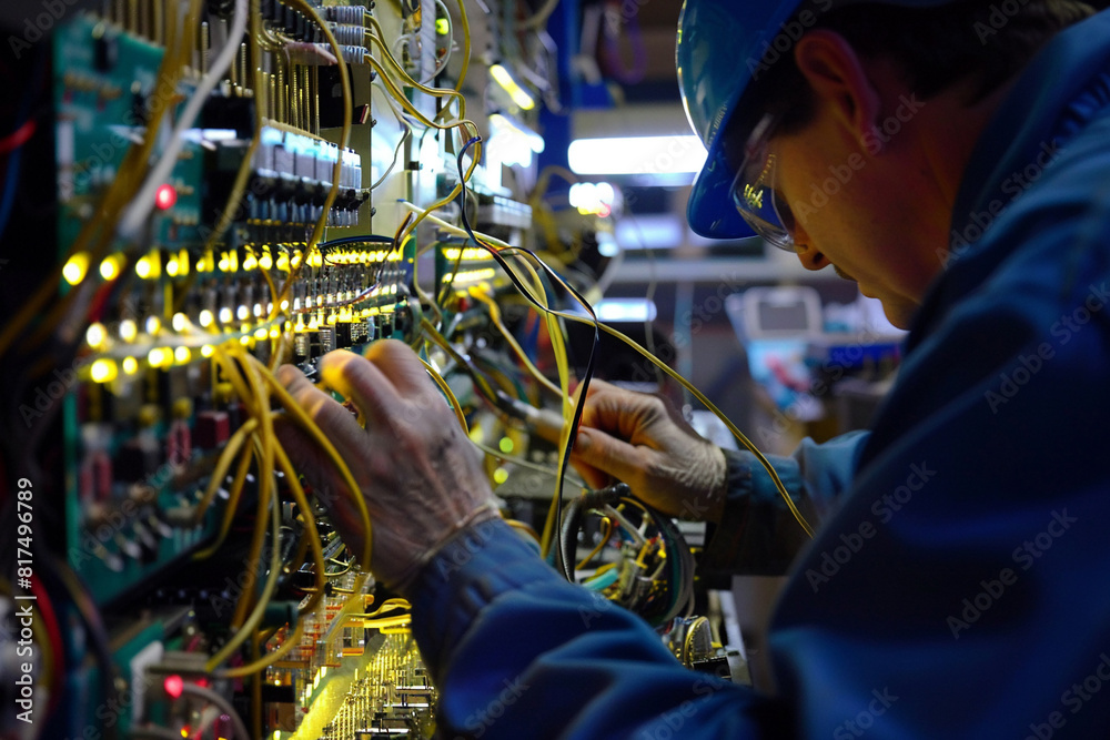 Electronics specialist wiring complex circuitry for vehicle control modules. Electronics specialist wiring complex circuitry for vehicle control modules.