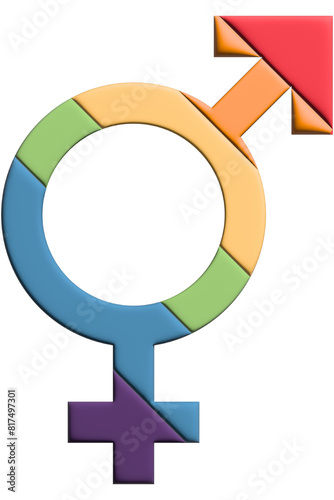 3d Pride month symbol for gender diversity, 3d LGBT sign of gender equality