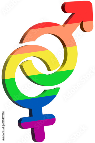 3d Pride month symbol for gender diversity, 3d LGBT sign of gender equality