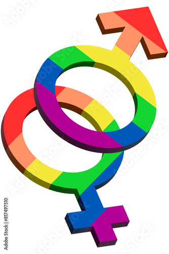 3d Pride month symbol for gender diversity, 3d LGBT sign of gender equality