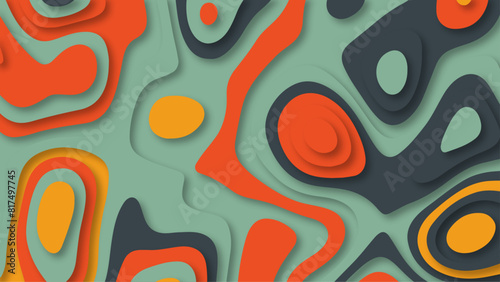 abstract background vector design with vintage color theme. retro styled papercut background, vector flat design in different color