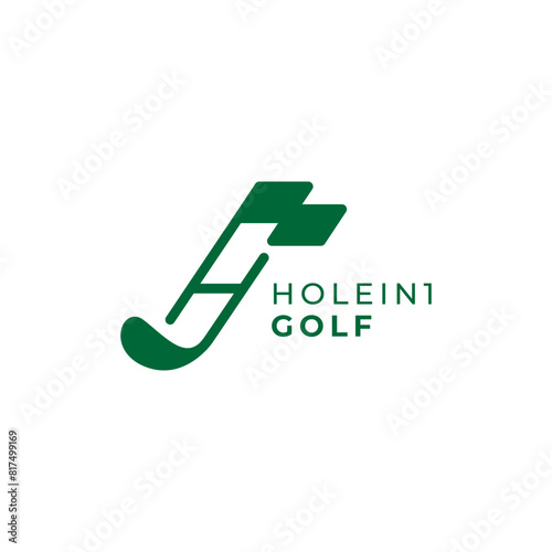 sticks and flags with the letter H for club, area or golf course logos