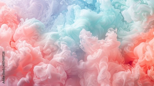 An abstract background featuring soft pastel colors in the style of fluffy cotton candy