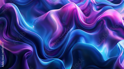 3d abstract blue and purple background with flowing smoke  wavy liquid texture 