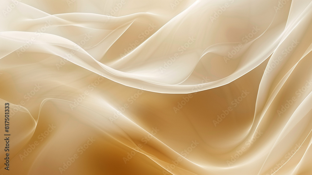 Fototapeta premium Abstract minimalist mobile wallpaper design featuring a light yellow, camel, ocher, khaki background with white lines and soft curves, blurred for a soothing visual effect. 