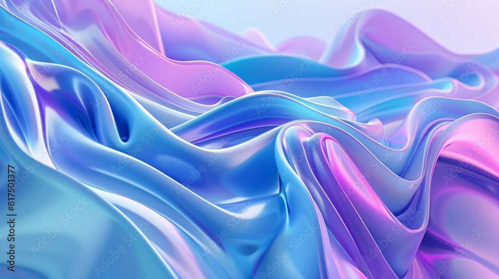 Obraz premium 3d abstract blue and purple background with flowing smoke, wavy liquid texture 