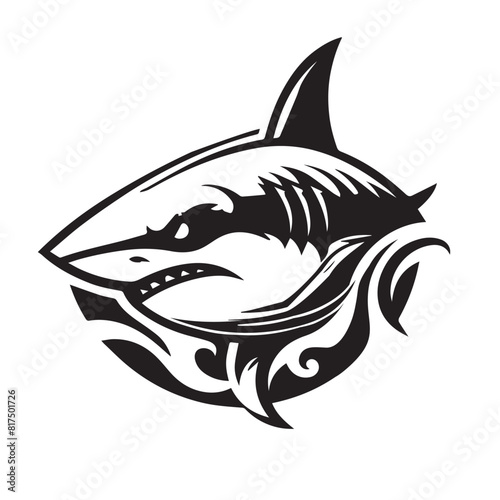 Black and white vector image of shark