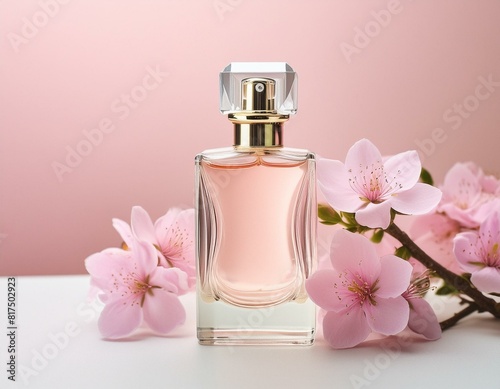 Timeless Beauty: Stylish Parfumerie Banner Featuring Elegant Perfume Bottle photo