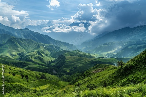 landscape with mountains and clouds