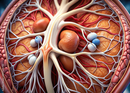 Macro view of a human spleen, showcasing the splenic artery and white pulp photo