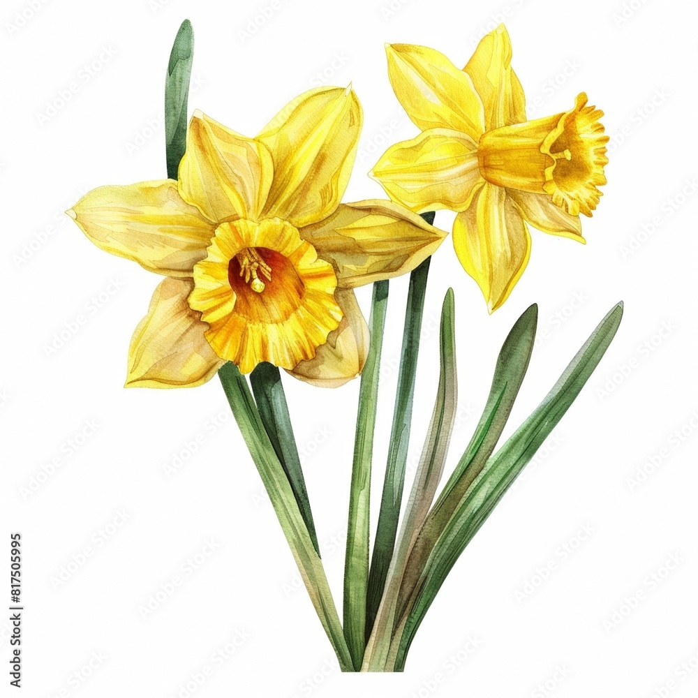 Fototapeta premium Watercolor Daffodil Clipart