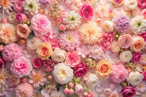Abstract floral backdrop of pink flowers over pastel colors