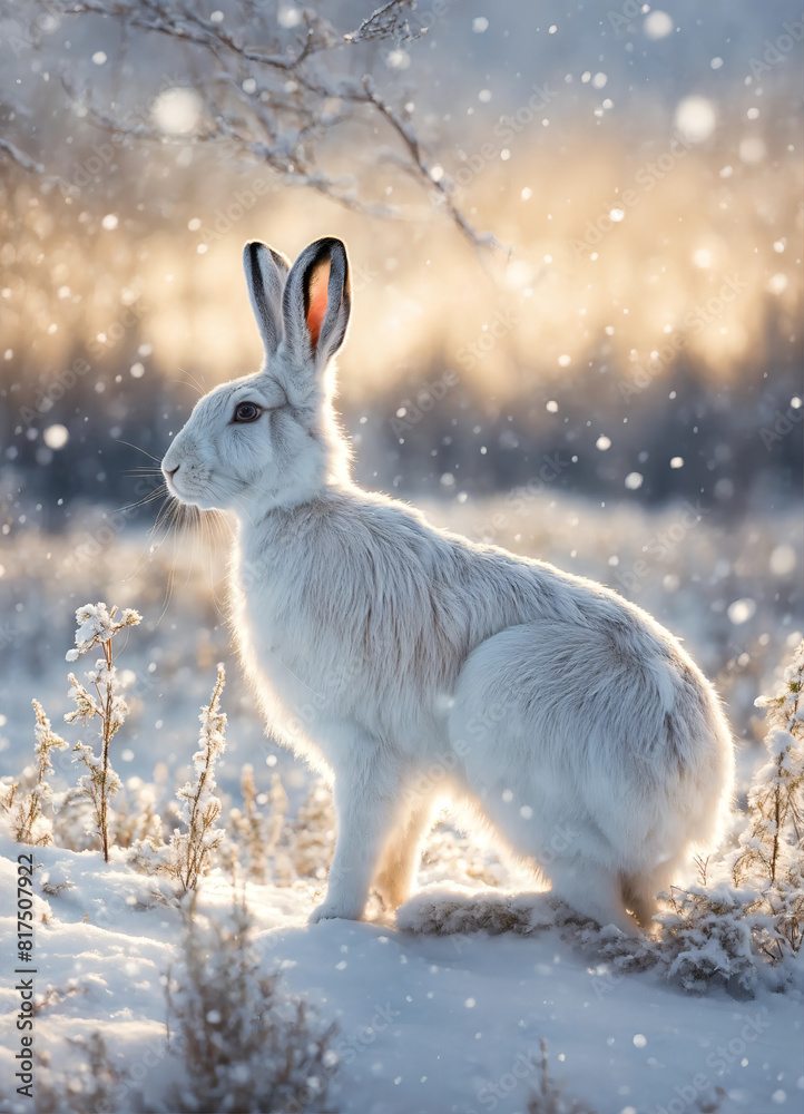 Hare in snow