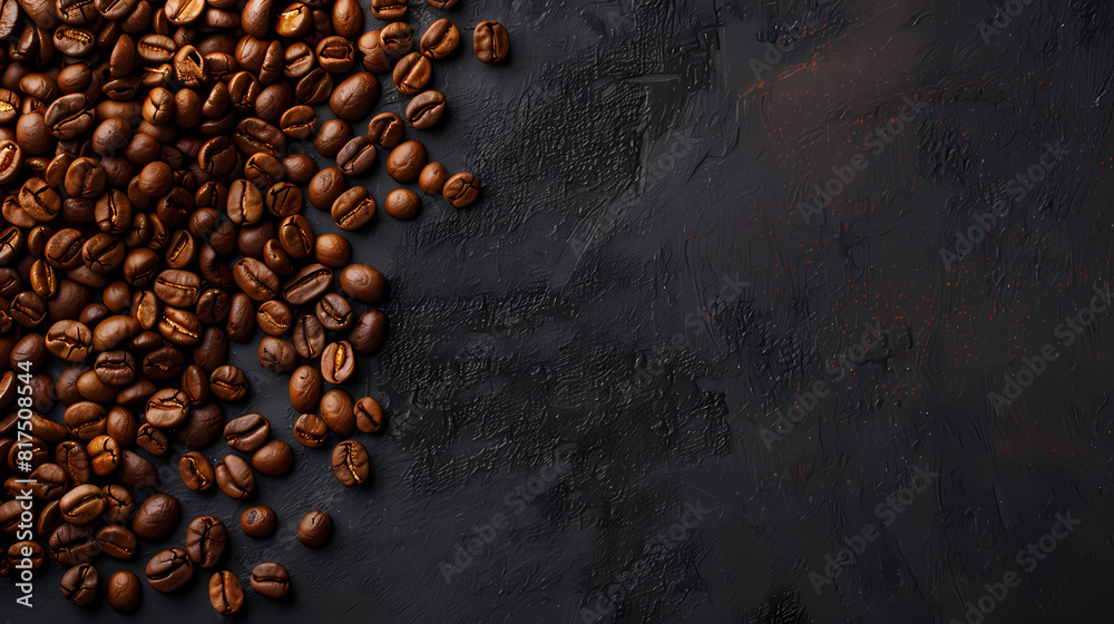 Coffee beans on dark gray stone table Coffee beans on dark gray stone table