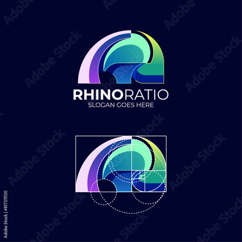 Vector Logo Illustration Rhino Gradient Colorful Style