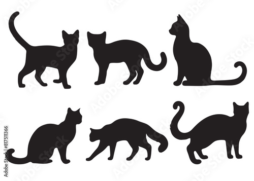 Cat silhouette vector   isolated silhouette cat set