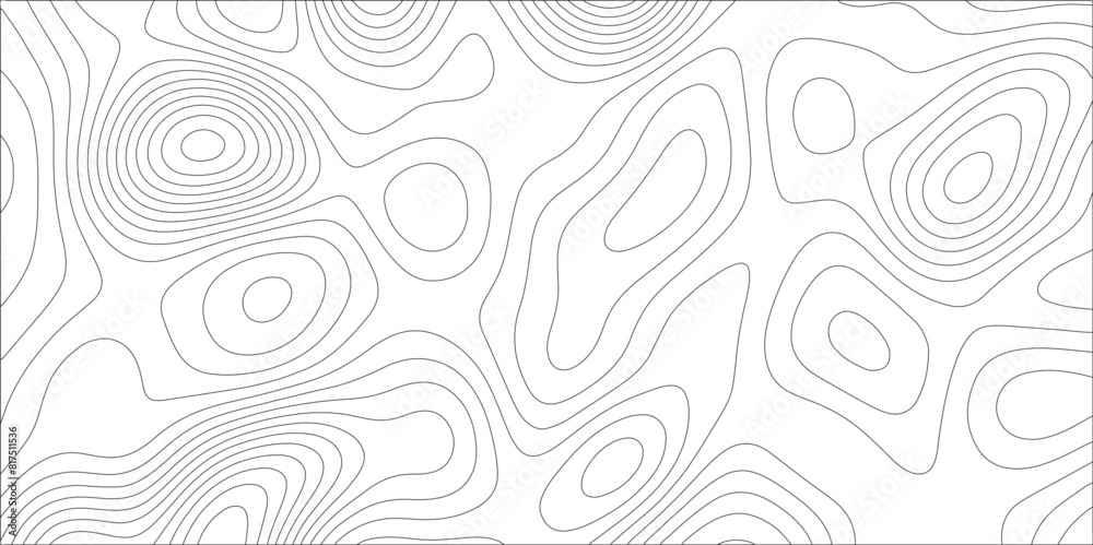 Ocean topographic line map with curvy wave isolines vector illustration. Abstract topographic contours map background, Vector contour topographic map. Cartography texture abstract banner use.