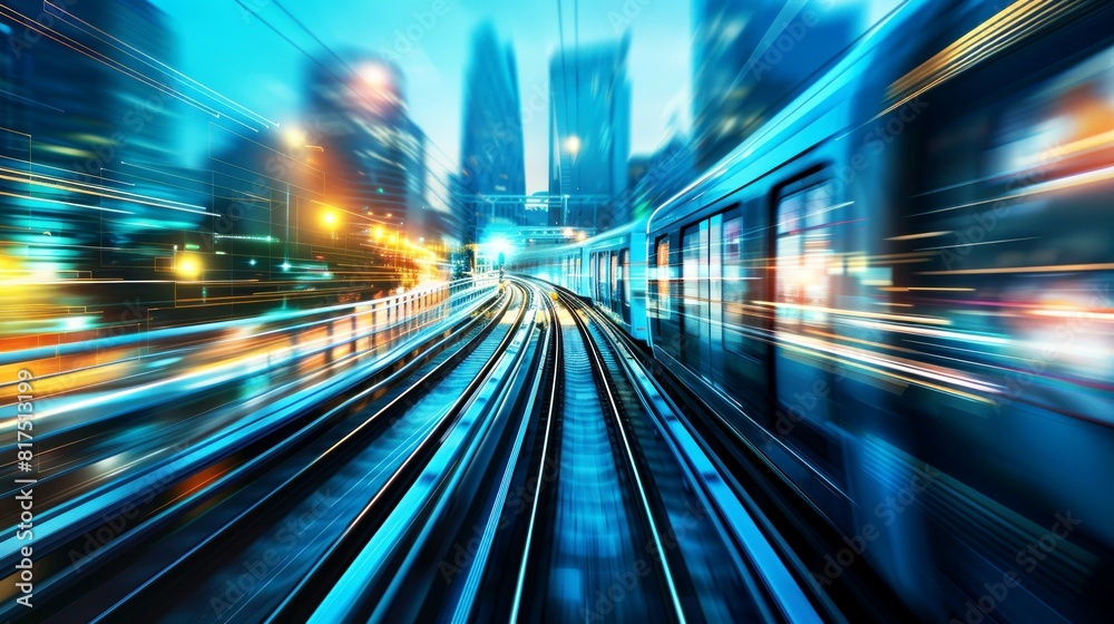 background high speed of train in the modern of city background high speed of train in the modern of city