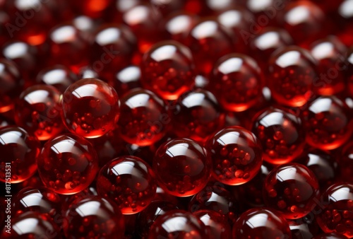 Glossy Red Spheres Collection Close-Up