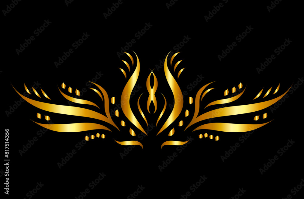 Art deco floral curls and swirls Ornamental vector elements dividers or headers. Decorative Vintage line borders or frames in geometric victorian style, elegant vintage design, antique bordering