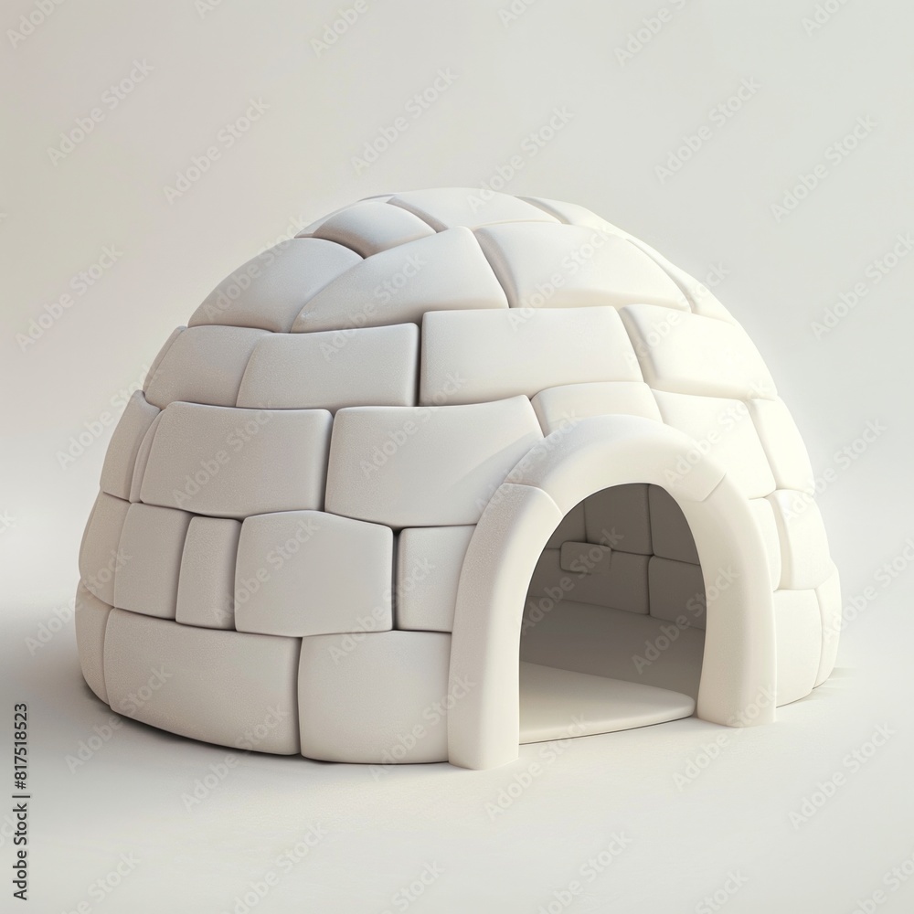 Creamy White Igloo Create a 3D igloo icon in creamy white, with a ...