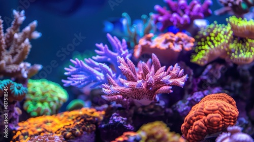 Colorful coral reefs on the seabed with various types. © afnanbdr