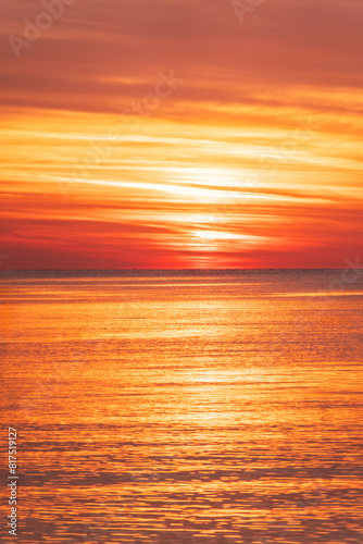 Beautiful red and orange sunrise over the sea.