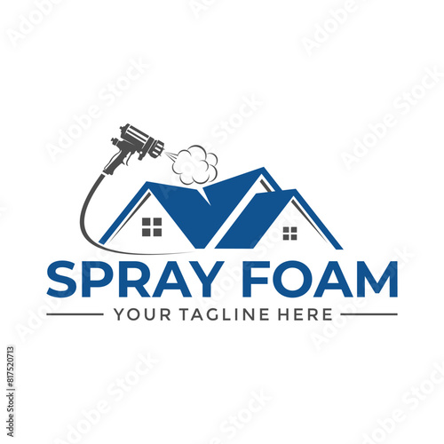 Insulation foam logo design, Construction foam gun logo template illustration
