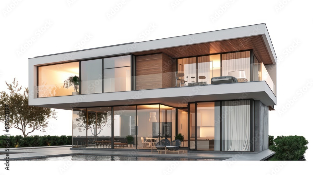 3d house modern isolated on white background,AI generated image 3d house modern isolated on white background,AI generated image