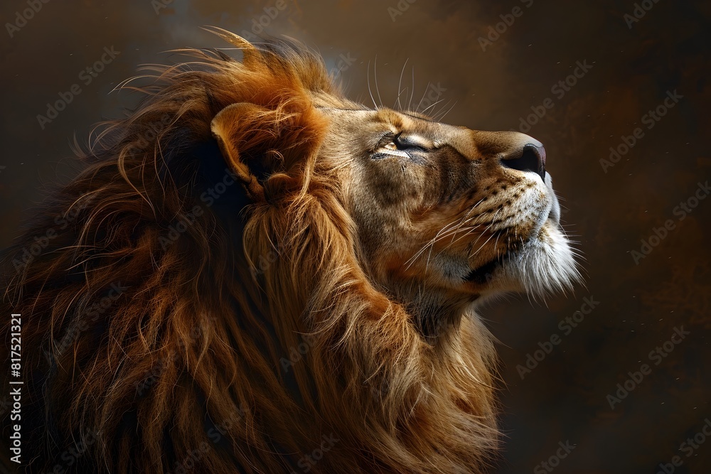 Fototapeta premium A Majestic Lion's Mane Groomed with Gentle Care in Digital Art