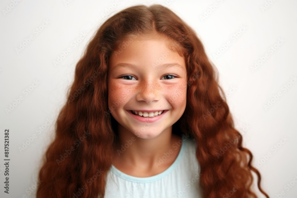 portrait of girl smiling on white background portrait of girl smiling on white background