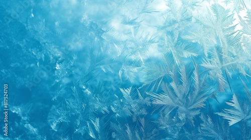 An ice blue background with frozen crystal patterns, giving the impression of a chilly, frost-covered surface. 32k, full ultra HD, high resolution