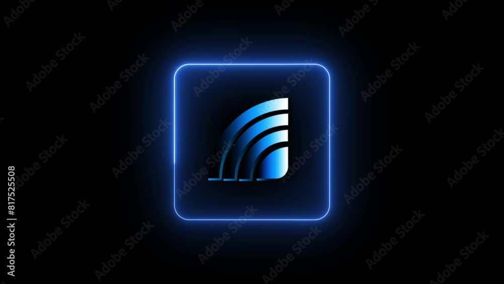 Wifi signal icon animation on neon glowing line Wifi signal icon animation on neon glowing line