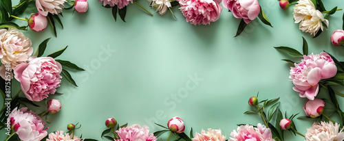 An image framed with beautiful multi-colored flowers with a brig