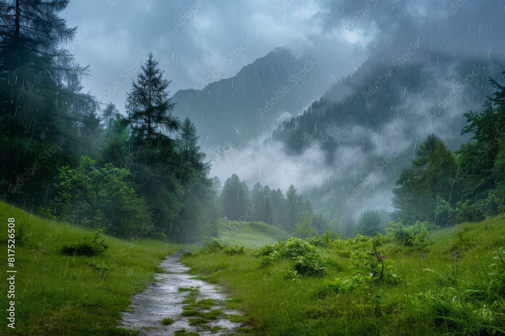 Majestic mountain landscape showcasing the beauty of nature with lush greenery and beautiful skies. Majestic mountain landscape showcasing the beauty of nature with lush greenery and beautiful skies.