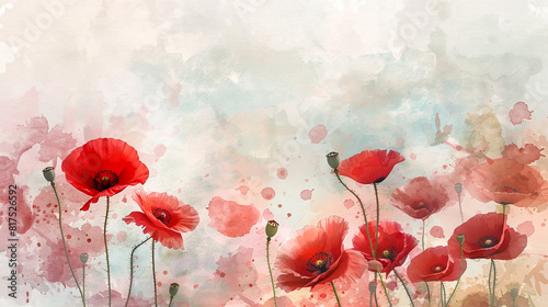 Red Flowers in Pink Background Painting