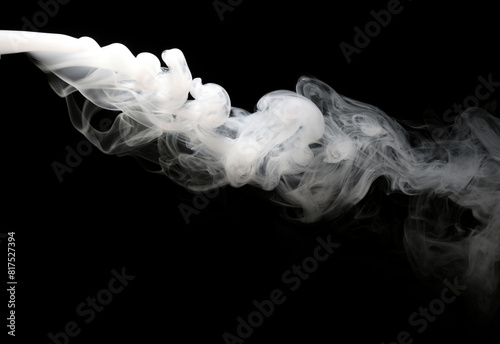 white smoke steam spray, and abstract vapor water isolated on a black background. concept of texture cold mist or hot vapor, fog effect, and cloud for design air pollution, element smog	
