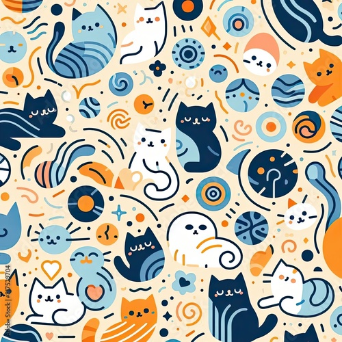 A Whimsical Gathering of Colorful Cartoon Cats with Generative AI.